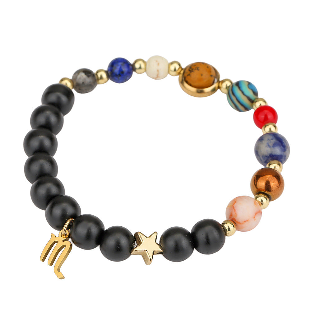 Constellation Geometric Stainless Steel and Alloy Beaded Bracelet with Natural Gemstone for Unisex