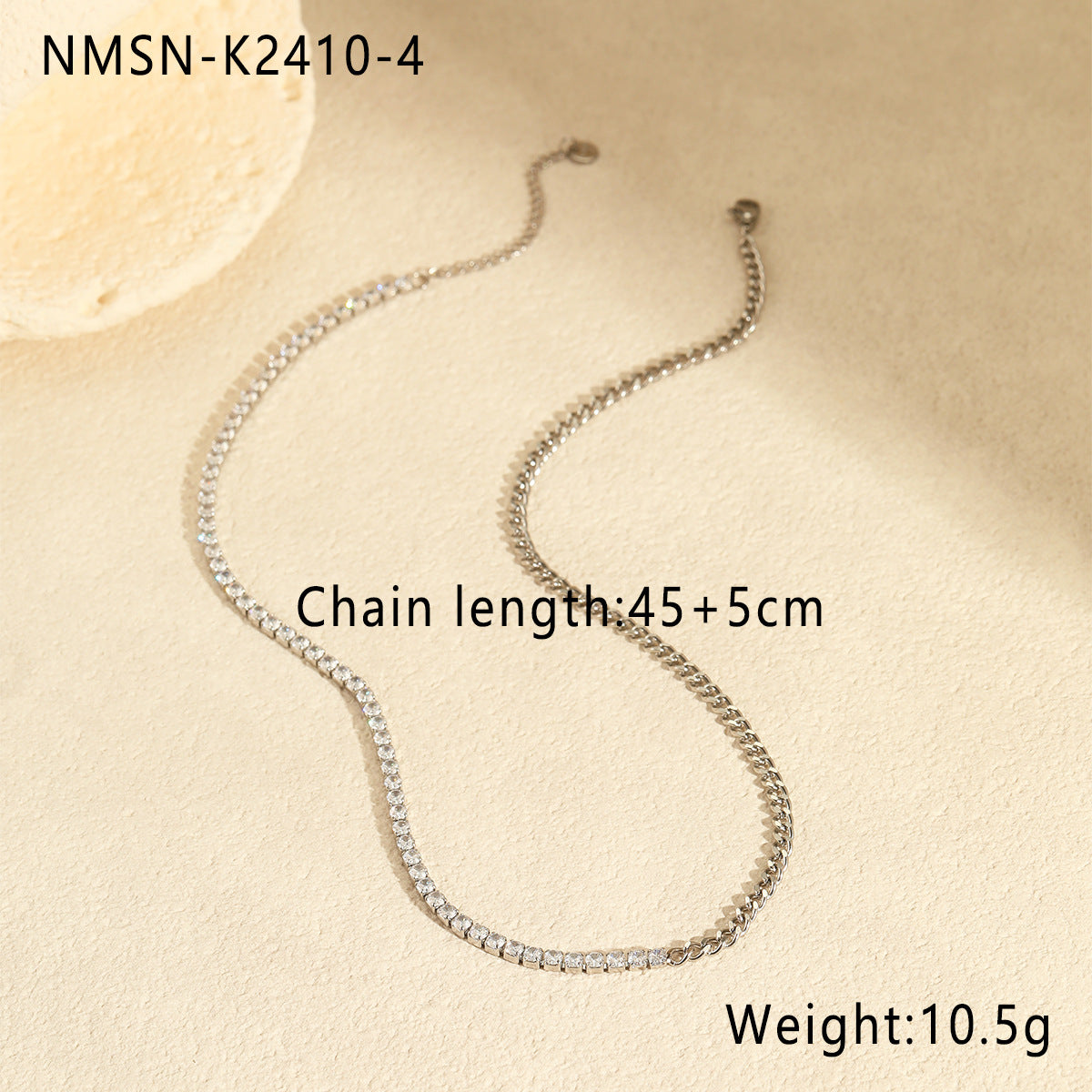 Collana geometrica minimalista da donna in acciaio inossidabile con intarsio in zirconi e placcatura in oro 18K