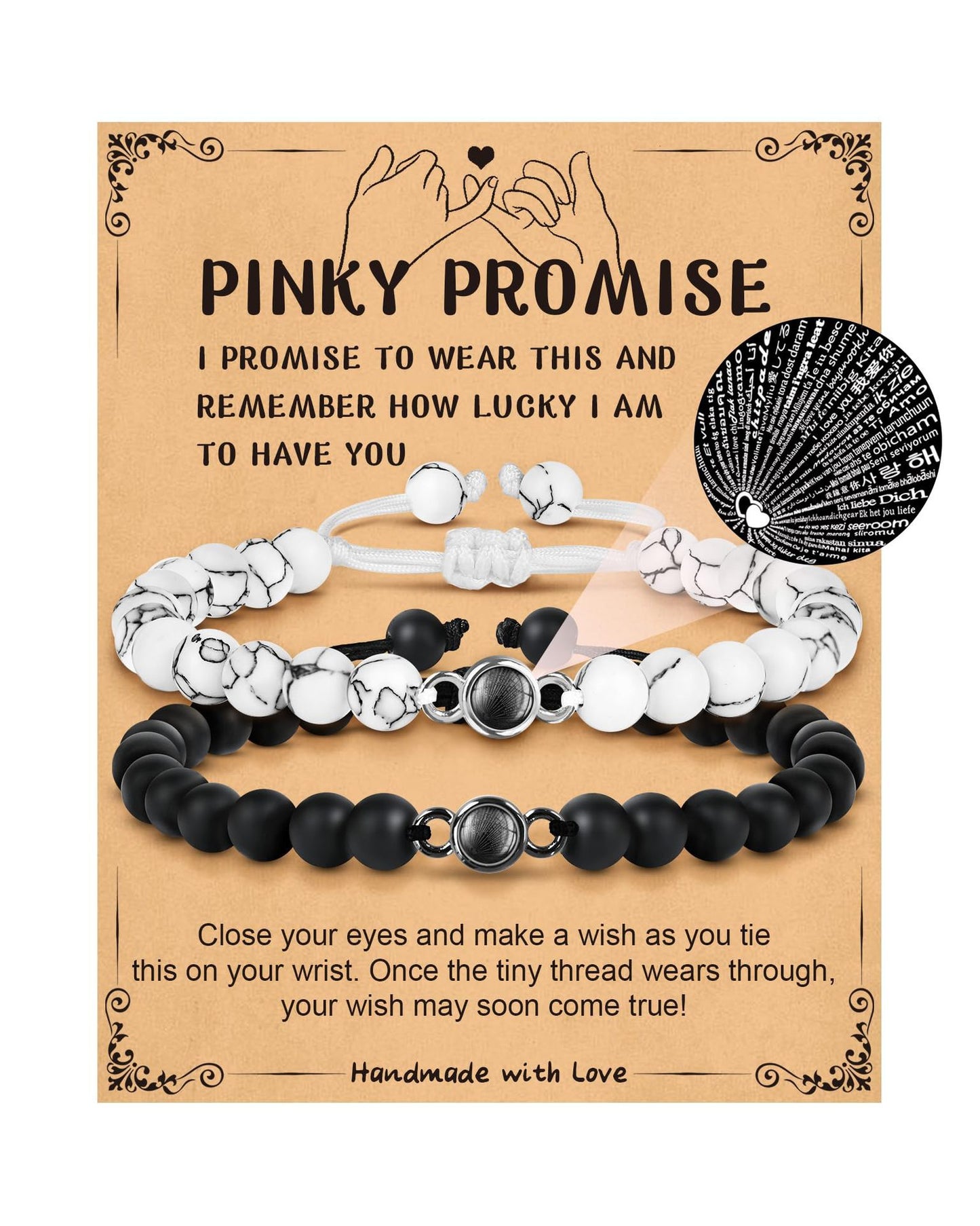 Minimalist Unisex Handmade Braided Projection Stone Bracelet Set with Matte Black Agate and White Turquoise Beads