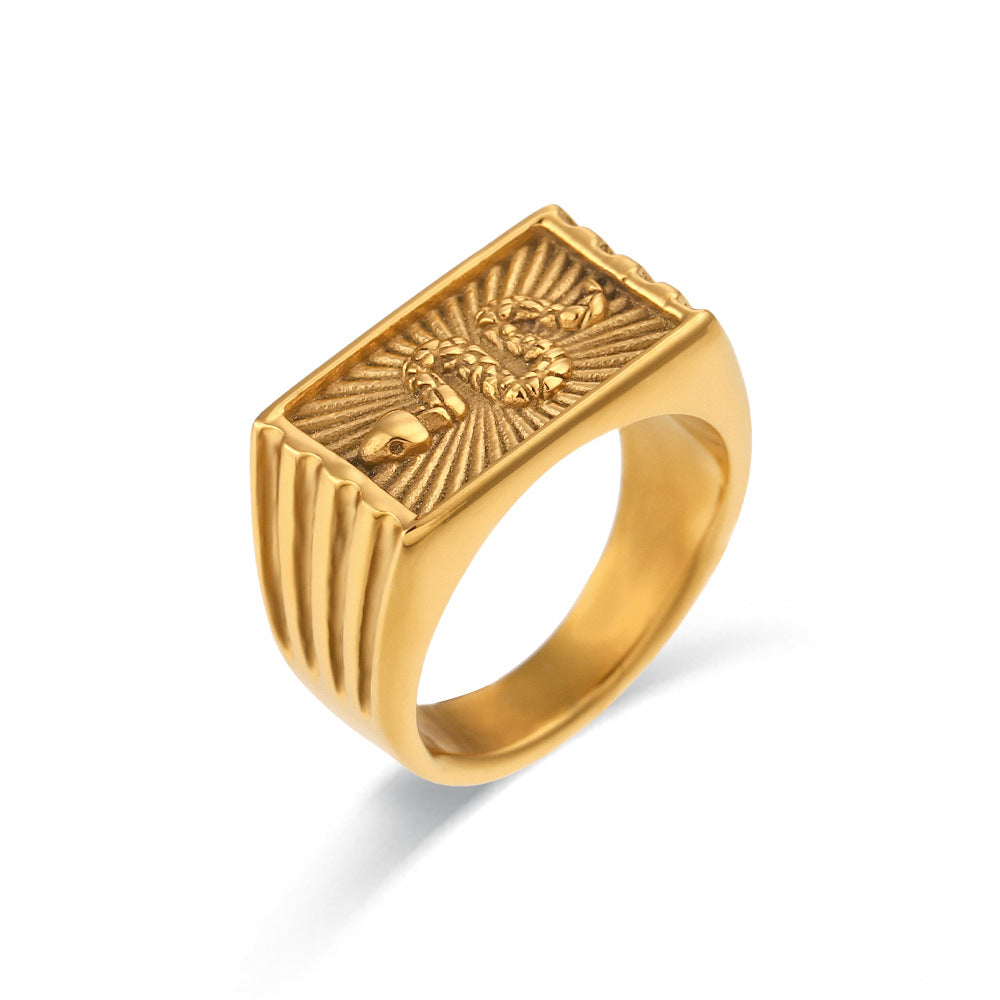 Minimalist Snake-Shaped Stainless Steel Ring with 18K Gold Plating for Women