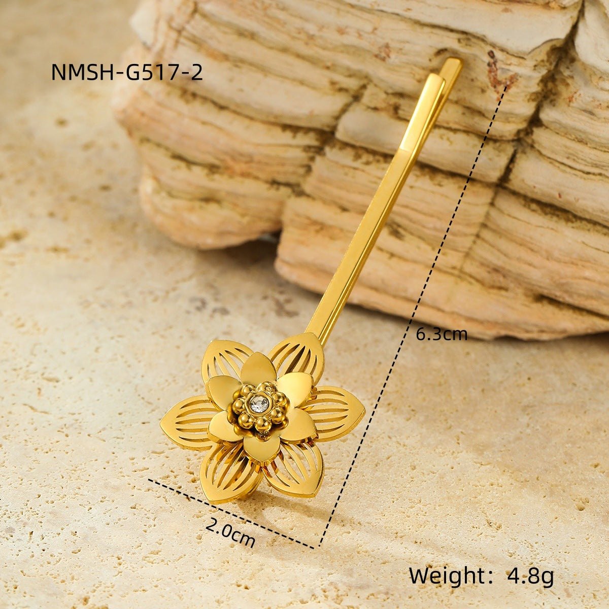 Fashionable Shell-Shaped Pearl Hair Clip in Stainless Steel with Plated Finish for Women