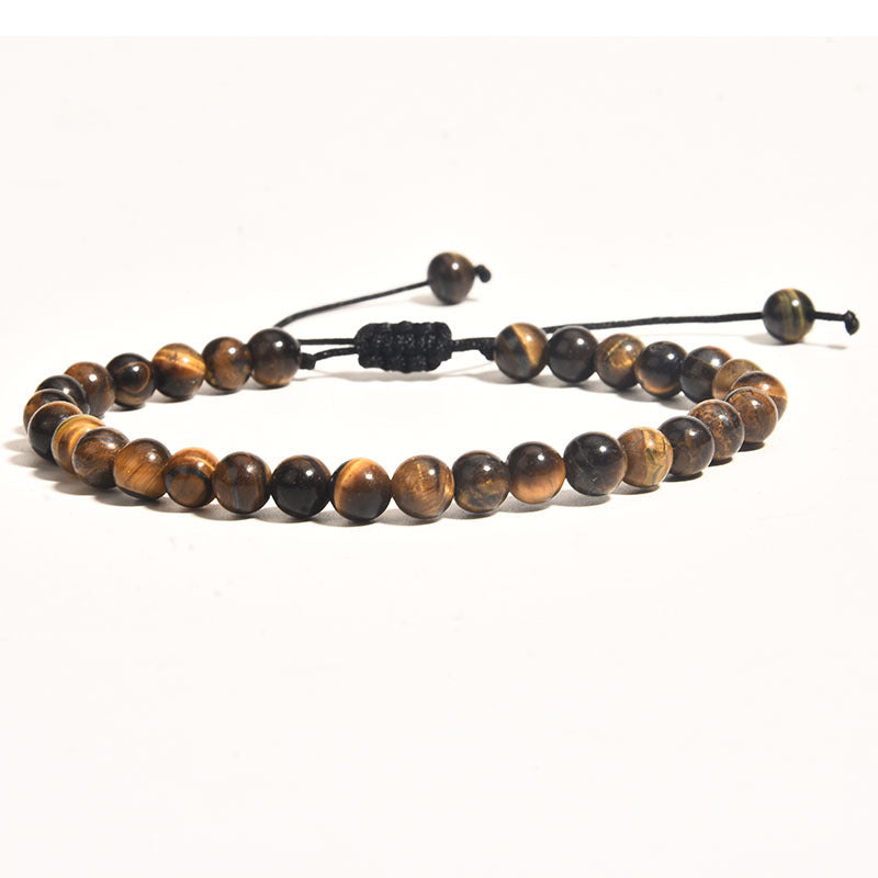 Geometric Tiger Eye Lava Stone Braided Bracelet Unisex Handmade Gift
