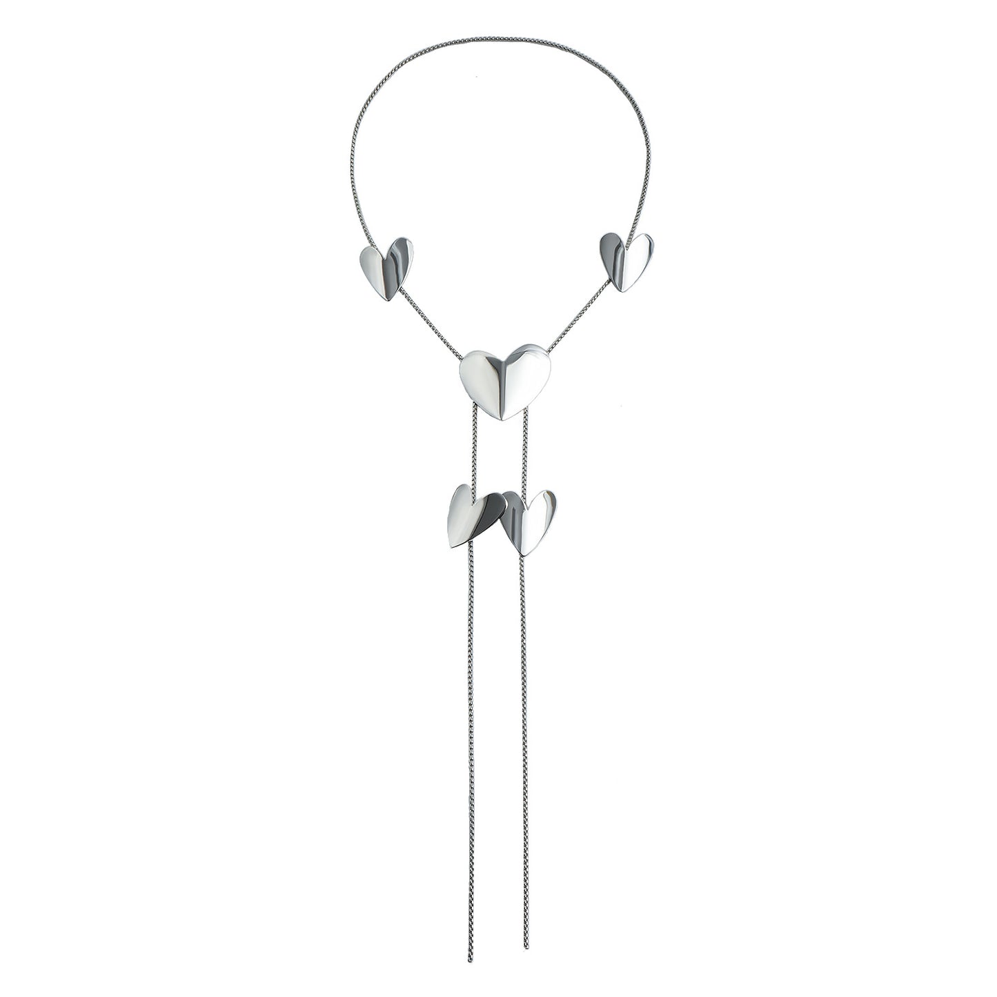Fashion Minimalist Long Adjustable Heart-Shaped Polished Alloy Pendant Necklace for Women