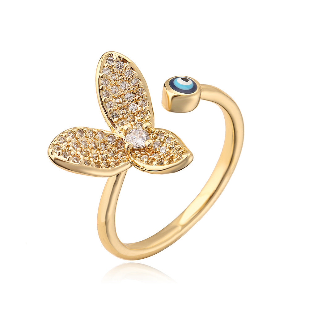 Anello geometrico minimalista in rame placcato oro 18 carati con finitura smaltata da donna