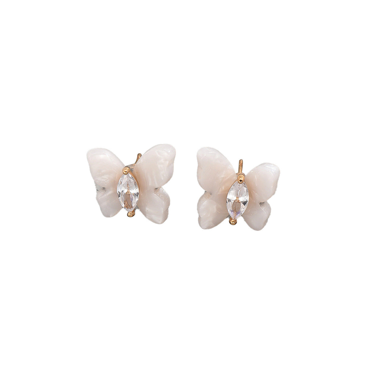 Minimalist Butterfly-Shaped Stud Earrings with Zircon Inlay for Women Stainless Steel Post