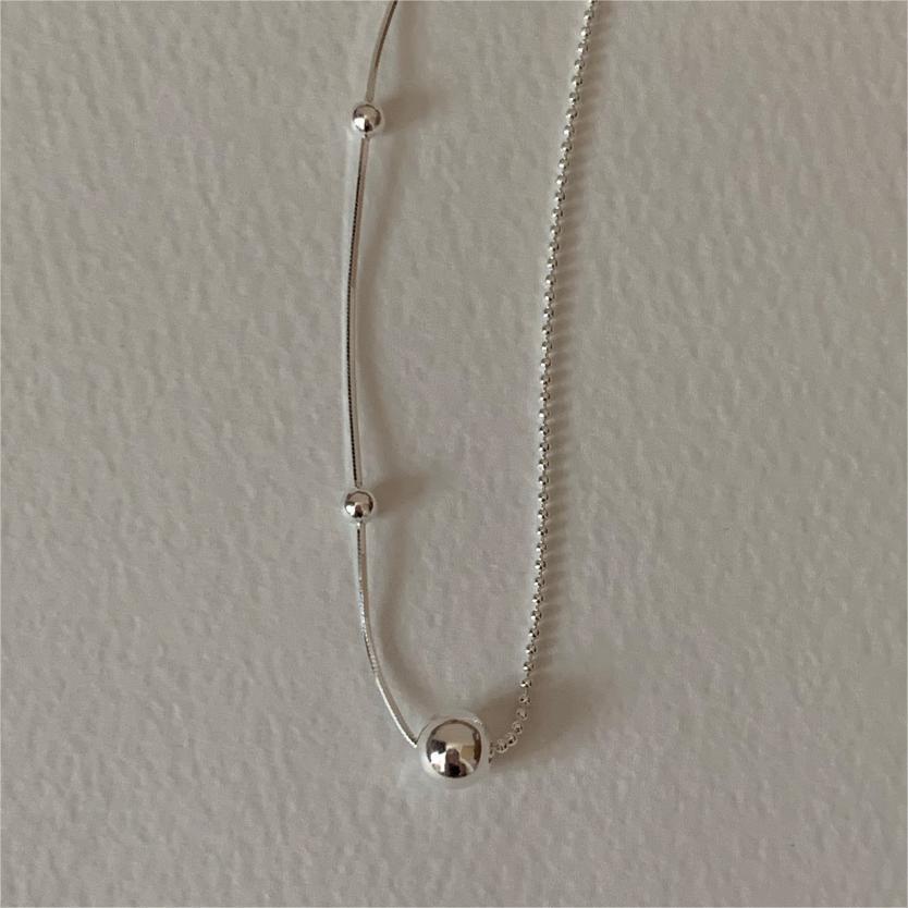 Bracciale a catena con maglie cubiche e perline in argento sterling S925, dal design geometrico minimalista