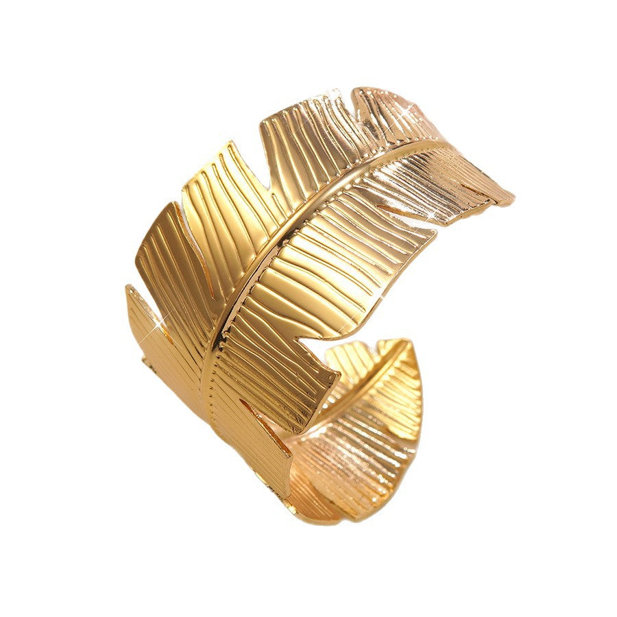 Minimalist Geometric Round Stainless Steel Open Cuff Bracelet
