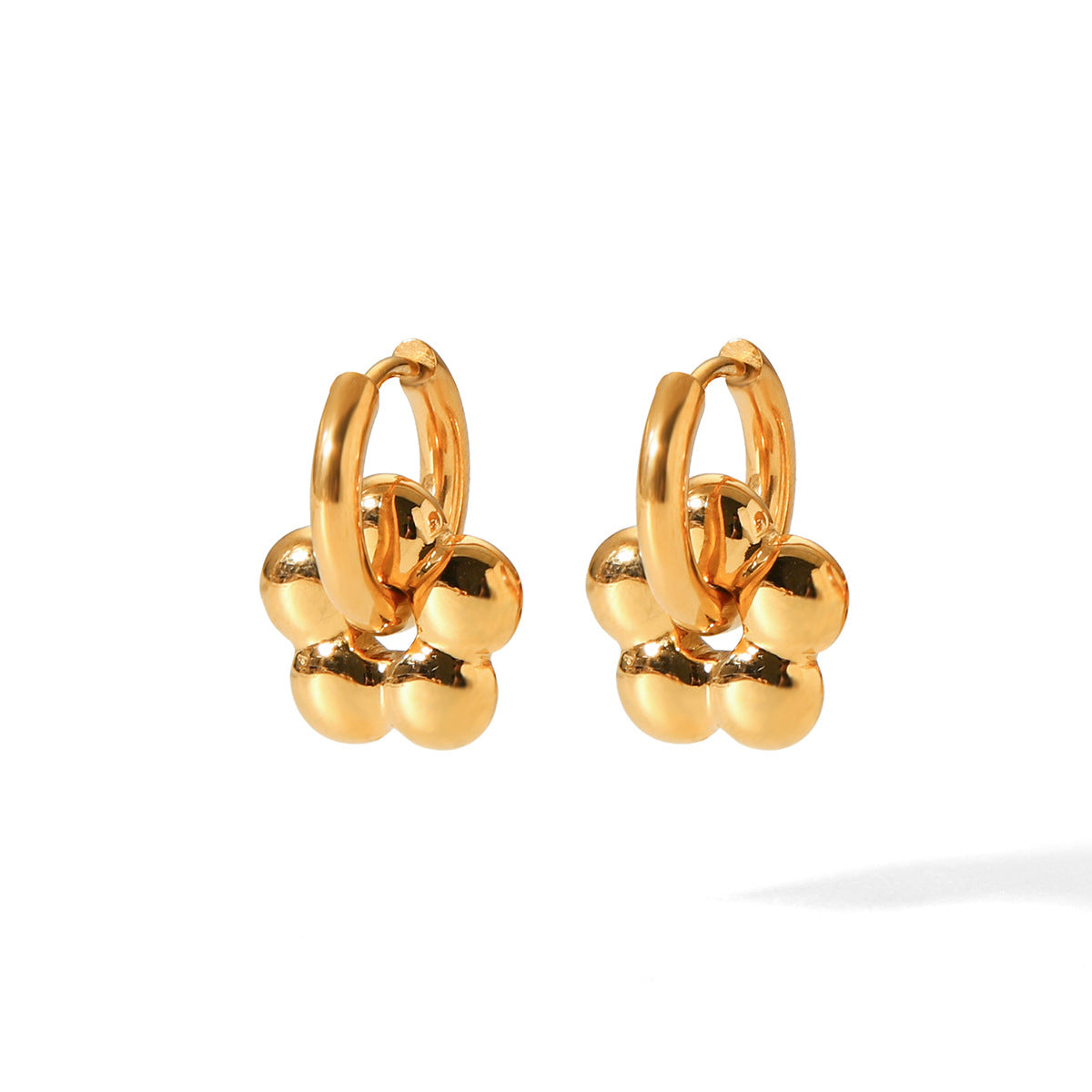 Minimalist Floral Stainless Steel Earrings with 18K Gold Plating for Women