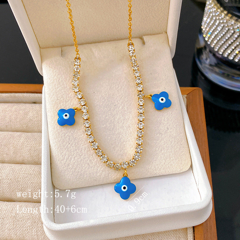 Minimalist Geometric Star Cubic Zirconia Inlaid Titanium Steel Necklace for Unisex