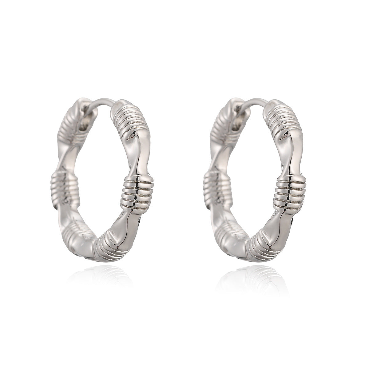 Vintage 18K Gold Plated Brass Geometric Hoop Earrings for Women
