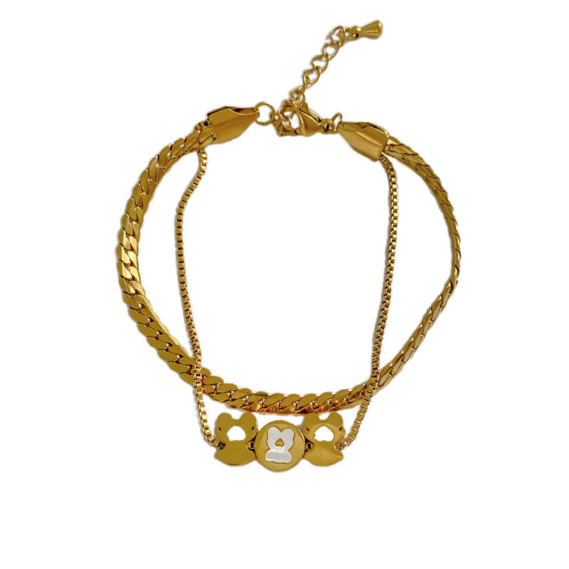Minimalist Elegant 18K Gold Plated Titanium Steel Bracelet Unisex Jewelry