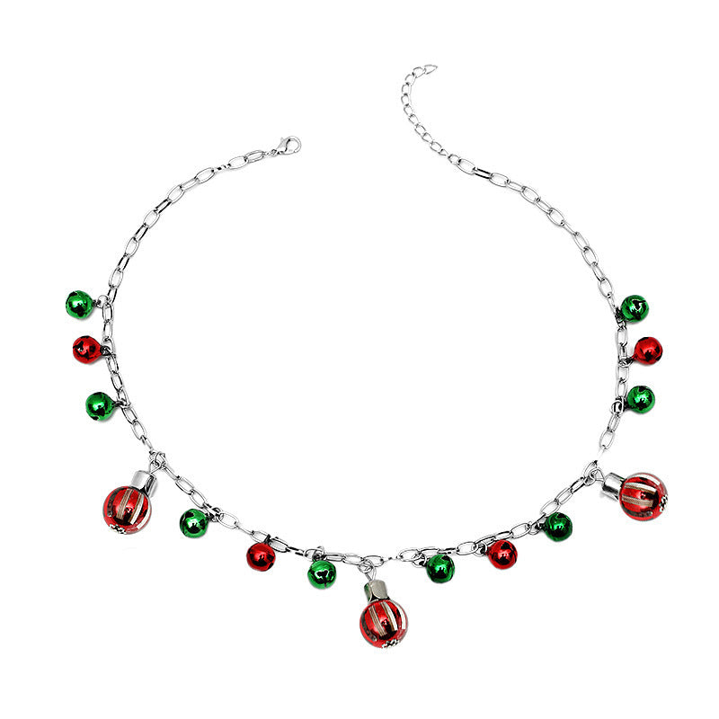 Set di collana con campanella natalizia da donna, gioielli con catena a croce in lega con ciondolo a campana, bracciale e orecchini, accessori natalizi