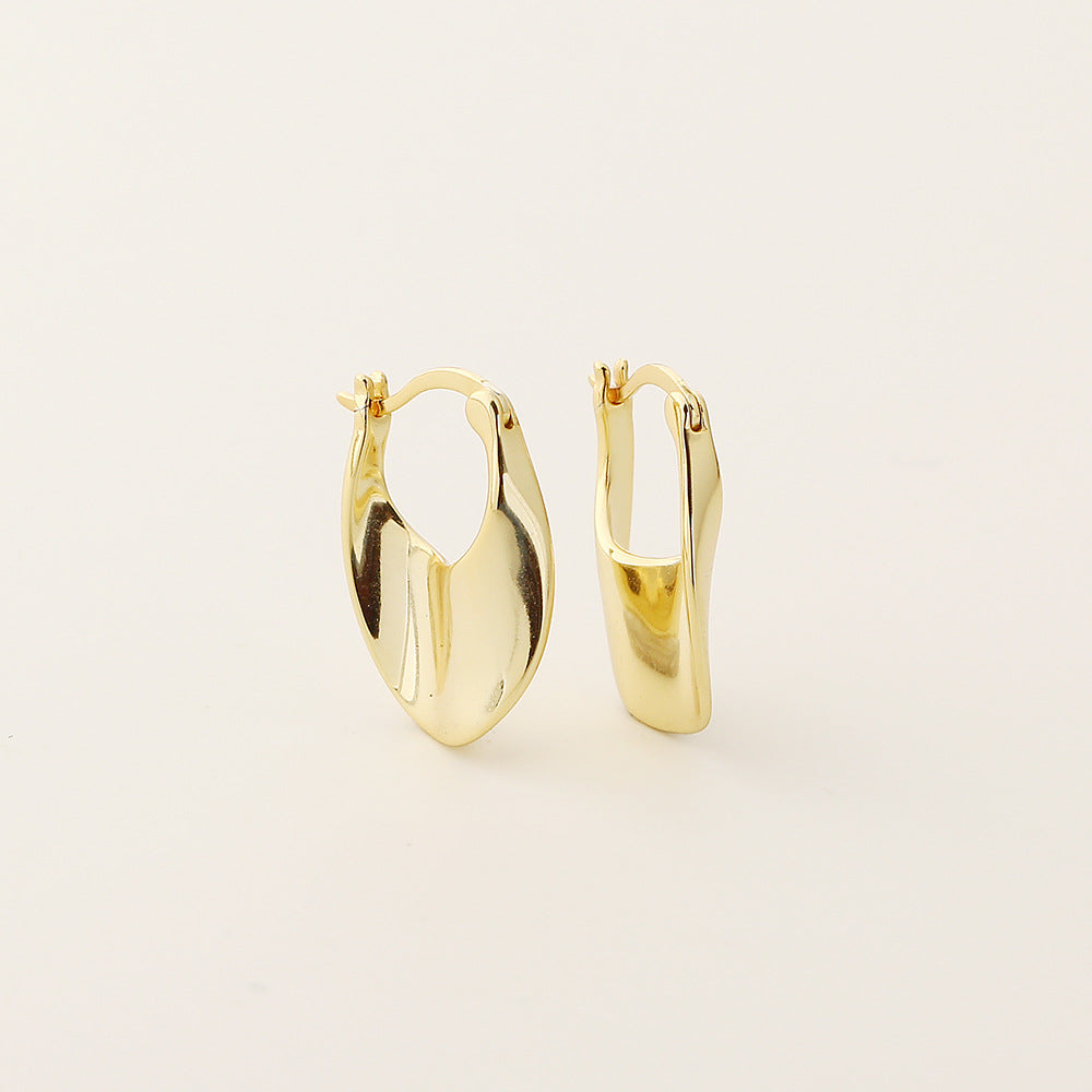 Pendientes de aro minimalistas geométricos de plata de ley 925 con acabado pulido para mujer