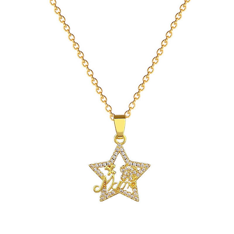 Collar Minimalista de Acero de Titanio con Forma de Estrella y Incrustaciones de Pedrería para Mujer, Cadena Delicada para la Clavícula