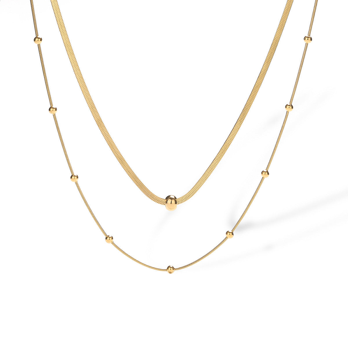 Collana Minimalista Geometrica in Acciaio Titanio da Donna con Design a Forma Irregolare, Catena a Doppia Strato per Clavicola