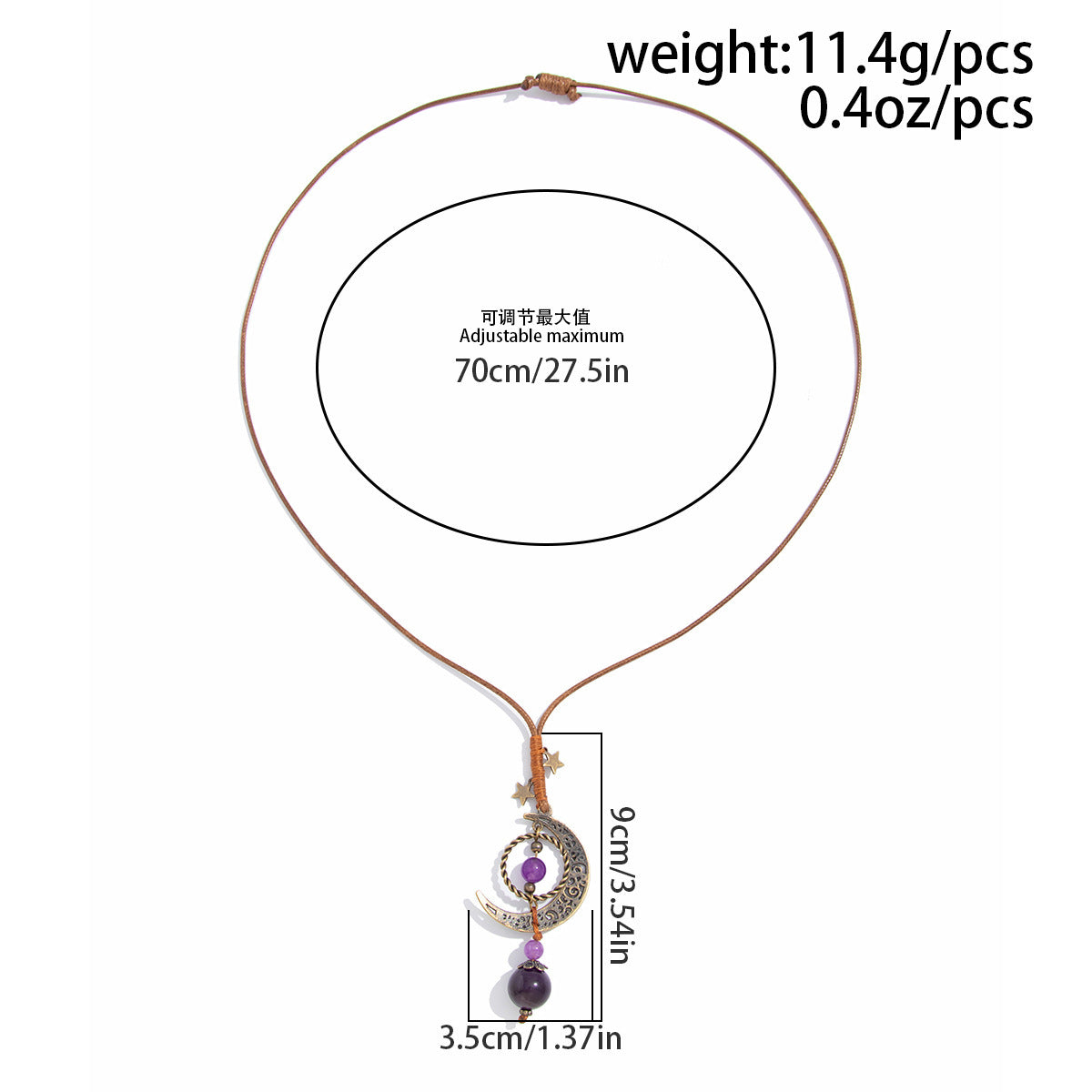 Vintage Bohemian Moon and Star Geometric Zinc Alloy Plated Pendant Multi-layer Necklace for Women