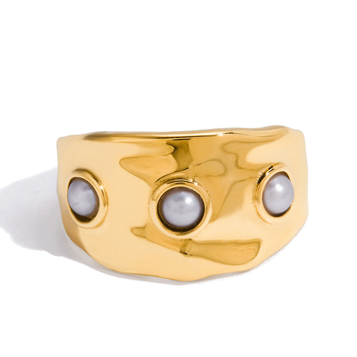 Anello Geometrico in Acciaio al Titanio con Finitura Placcata per Donne Accessorio di Moda Minimalista Gioielli Ipoallergenici in Acciaio Inossidabile