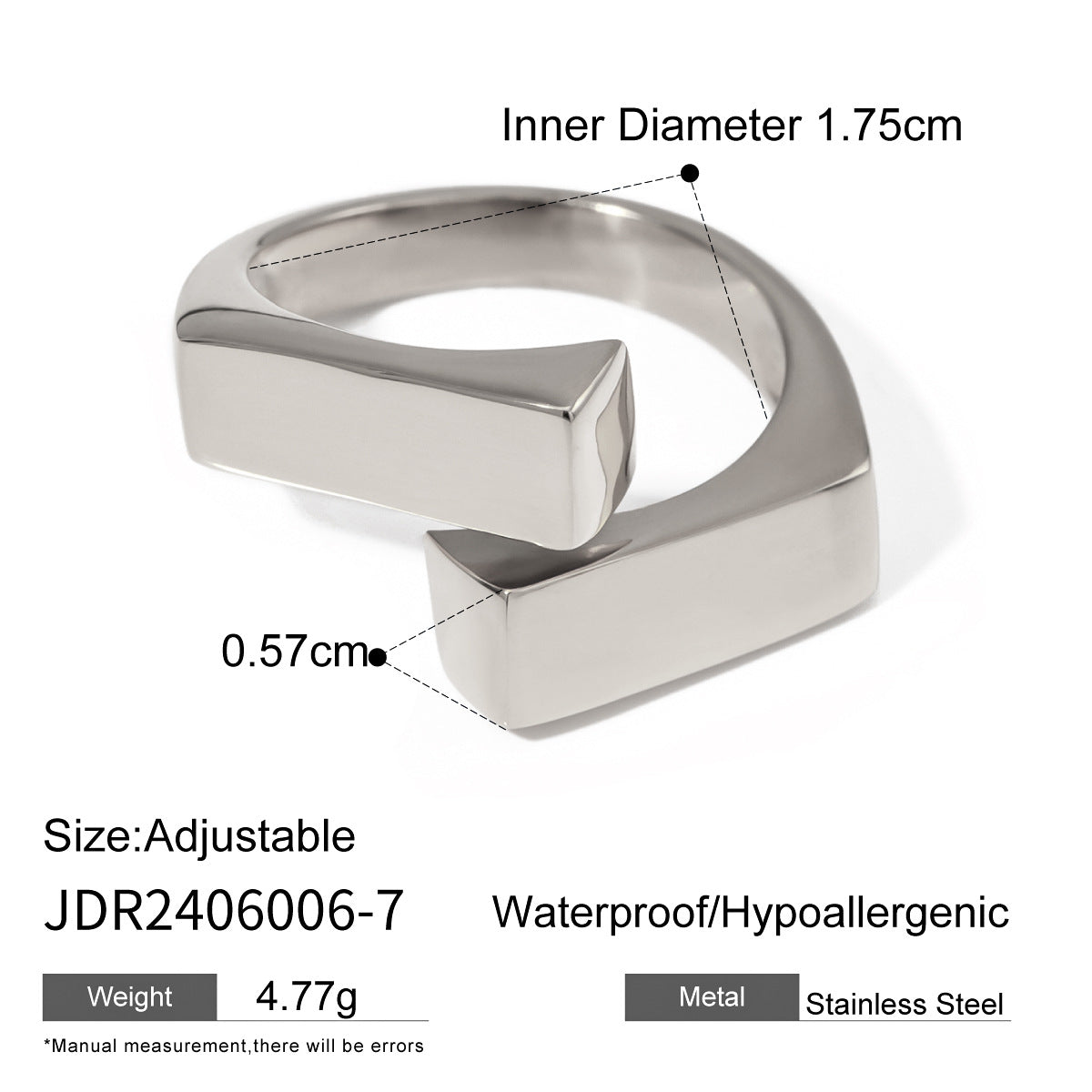 Anillo de lujo geométrico de diamantes de imitación de acero inoxidable chapado en oro de 18 quilates para mujer, joyería de moda