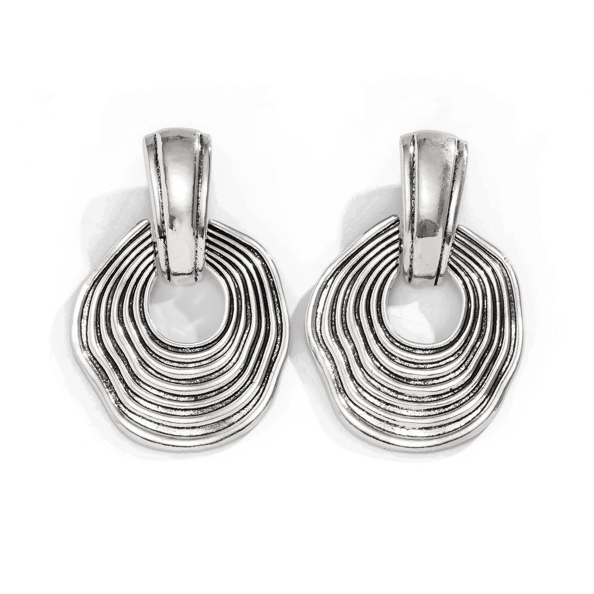 Exaggerated Geometric Alloy Plated Irregular Stud Earrings for Women