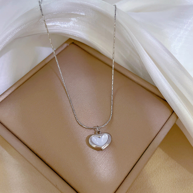 Minimalist Heart Geometric Titanium Steel Collar Necklace for Women