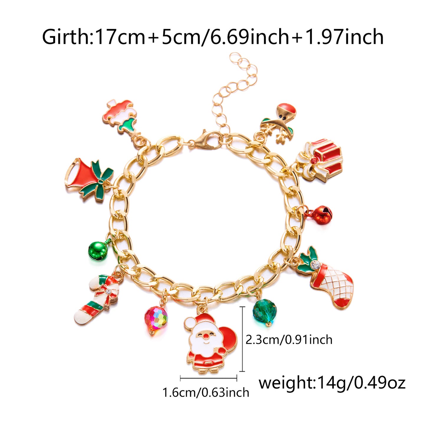 Pulsera de árbol de Navidad para mujer con diseño de bastón de Papá Noel, joyería minimalista de aleación para vacaciones