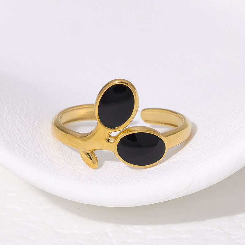 Anello Aperto Floreale Minimalista in Acciaio Inossidabile Placcato Oro da Donna Gioielli di Lusso