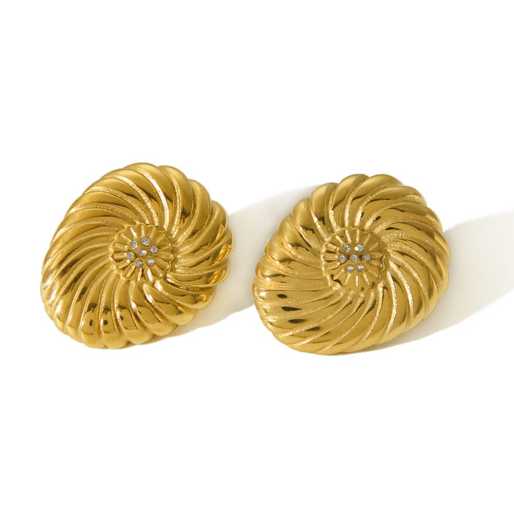 Pendientes de Aro Geométricos de Moda con Diamantes de Imitación, Chapados en Oro de 18 quilates, de Acero Inoxidable, Joyería para Mujer