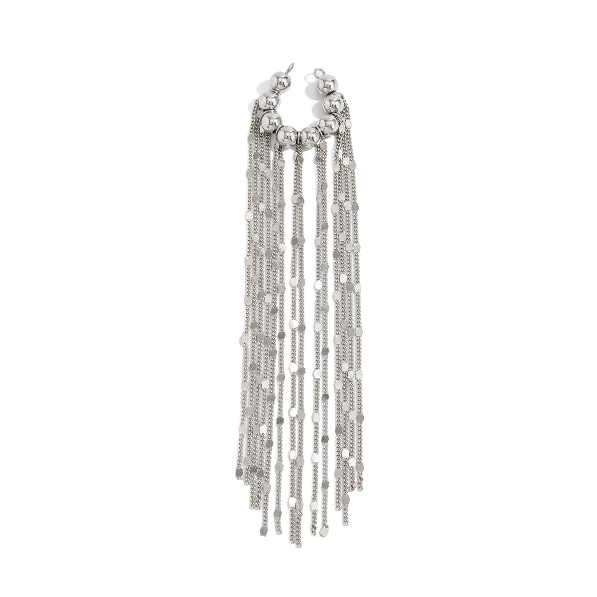 Minimalist Round Geometric Acrylic Plated Tassel Long Chain Clip-on Earrings for Women