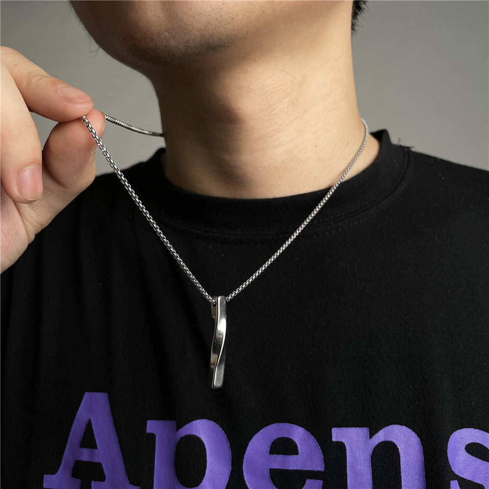 Sweet Teardrop Floral Pearl Pendant Titanium Steel Necklace for Women and Men