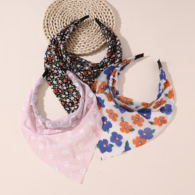 Fascia Larga Boho per Bambini con Stampa a Farfalla e Bordo in Pizzo in Tessuto Colori Caramella Accessorio per Capelli