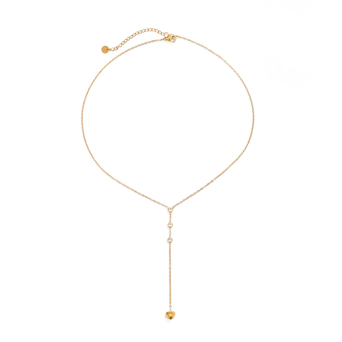 Minimalist Luxury Heart Pendant Stainless Steel Necklace with Cubic Zirconia Inlay PVD Plated for Women