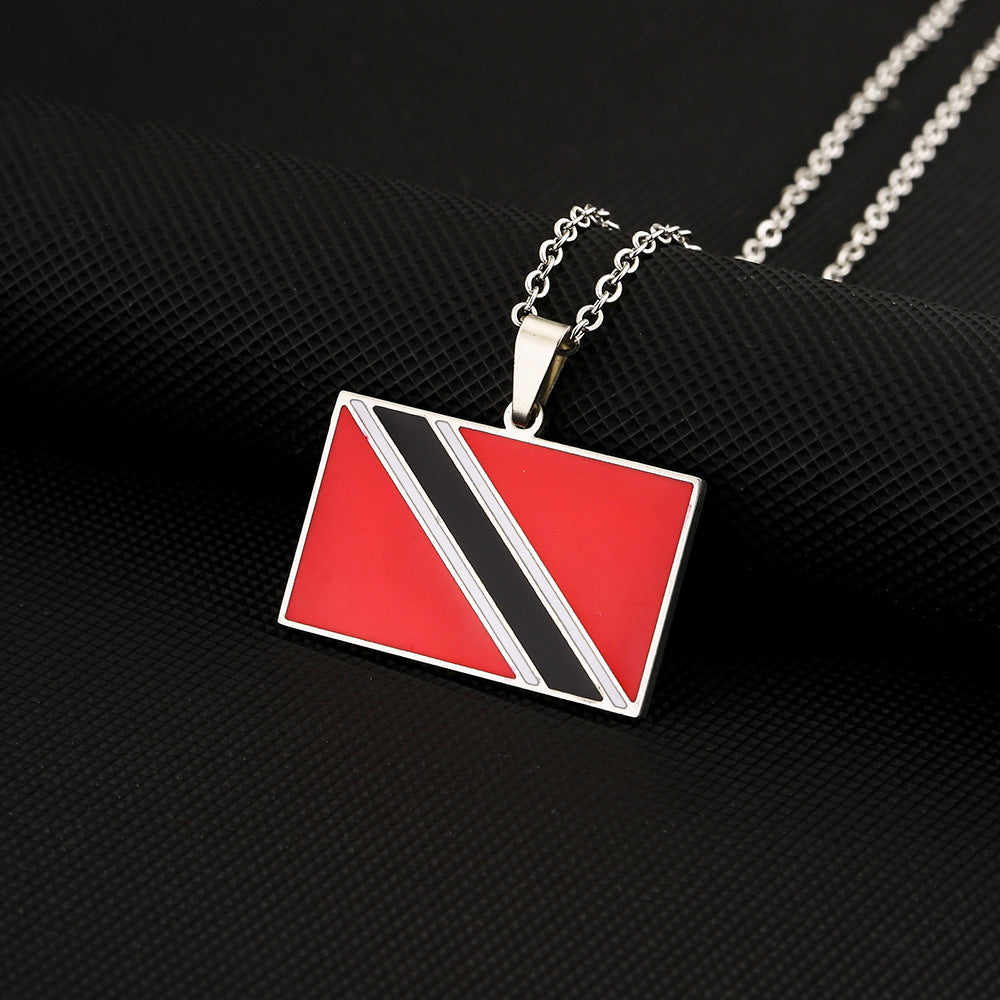 Collar con Colgante Geométrico de Moda de Acero de Titanio con Acabado Esmaltado para Unisex, Estilo Cadena O