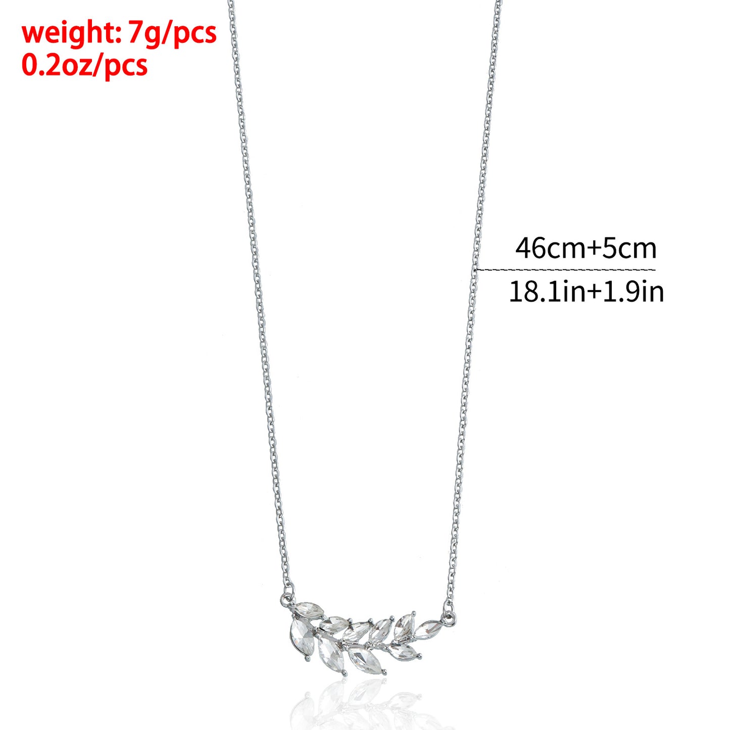 Minimalist Olive Branch Necklace with Rhinestone Accents in Plated Metal for Women