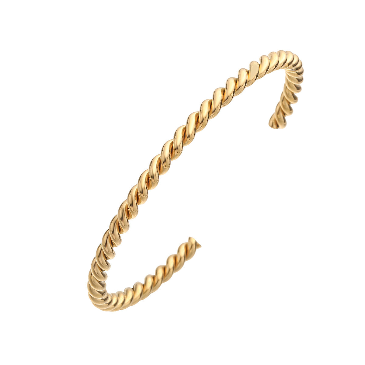 Bracciale da donna in acciaio inossidabile intrecciato dal design minimalista d'ispirazione vintage, placcato in oro 18 carati e con apertura irregolare