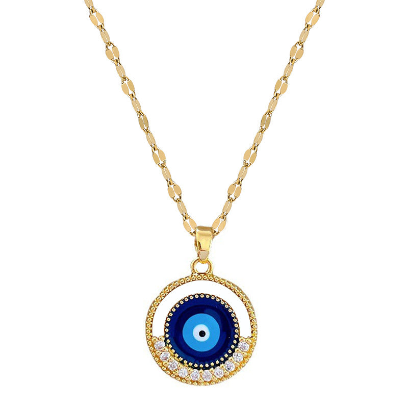 Luxury Fresh Geometric Moon Pendant Necklace for Women Titanium Steel Chain