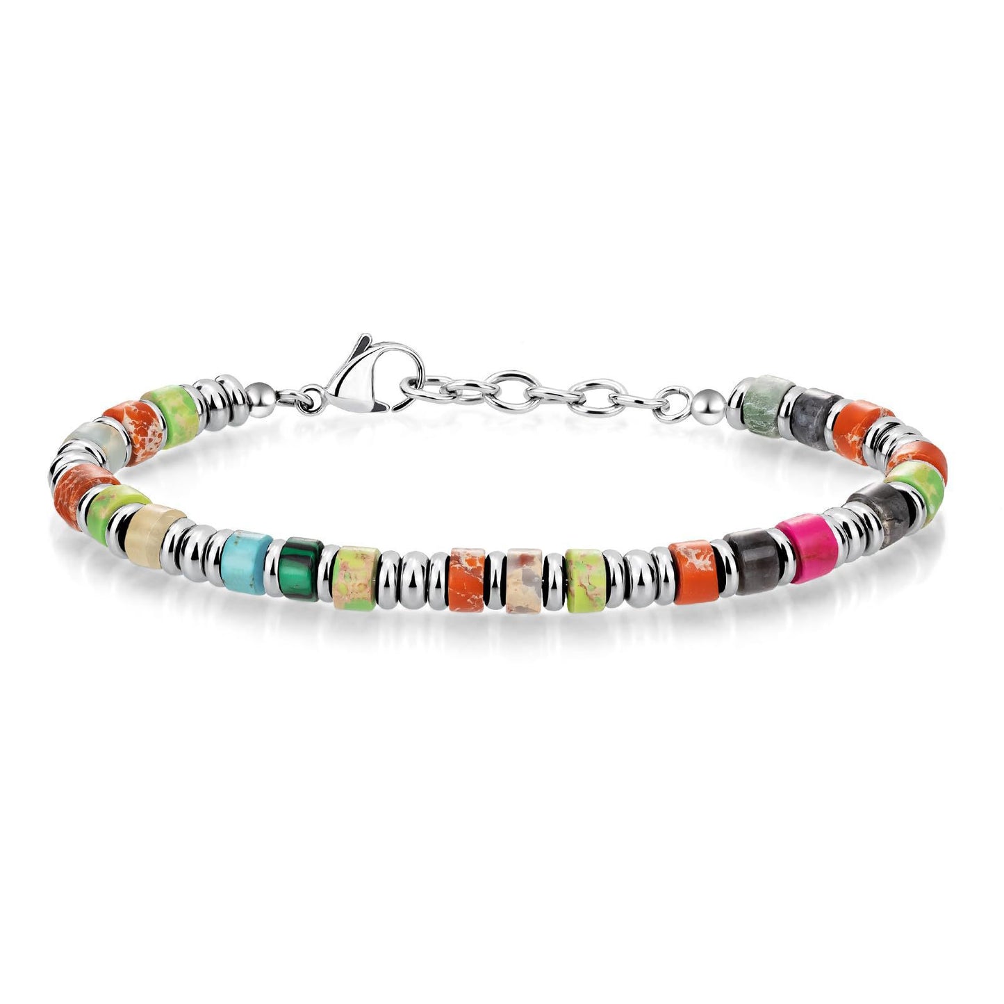 4mm Natural Obsidian Geometric Round Stainless Steel Bracelet Unisex
