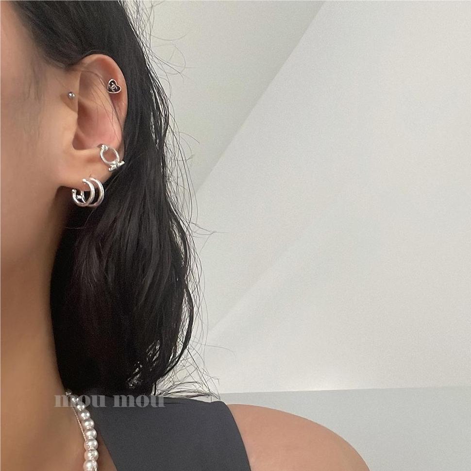 Minimalist Sweet 925 Sterling Silver Plated Geometric Letter Number Hoop Earrings for Women