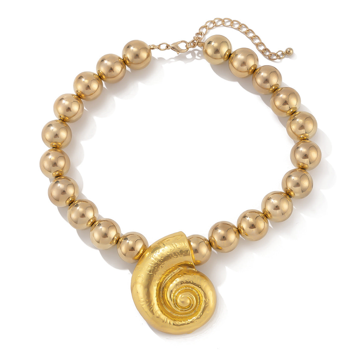 Collana da donna con perle artificiali a forma di stella in stile vacanza con pendente in lega placcata e catena di perle