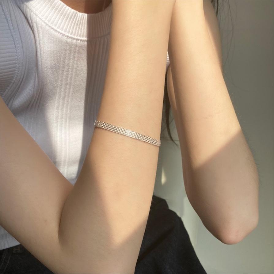 Bracciale Minimalista in Argento Sterling 925 a Rete Intrecciata Geometrica