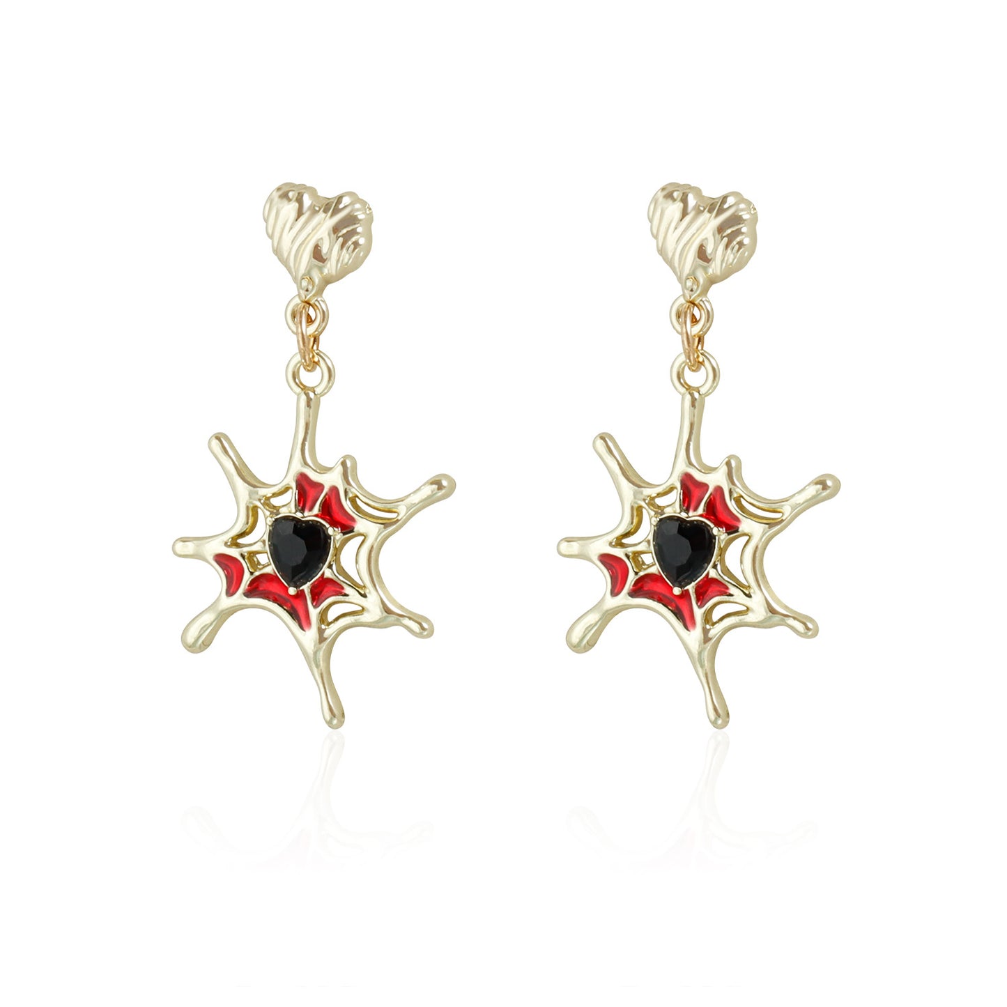 Vintage Gothic Hip-hop Red Drip Oil Geometric Round Zinc Alloy Stud Earrings for Women