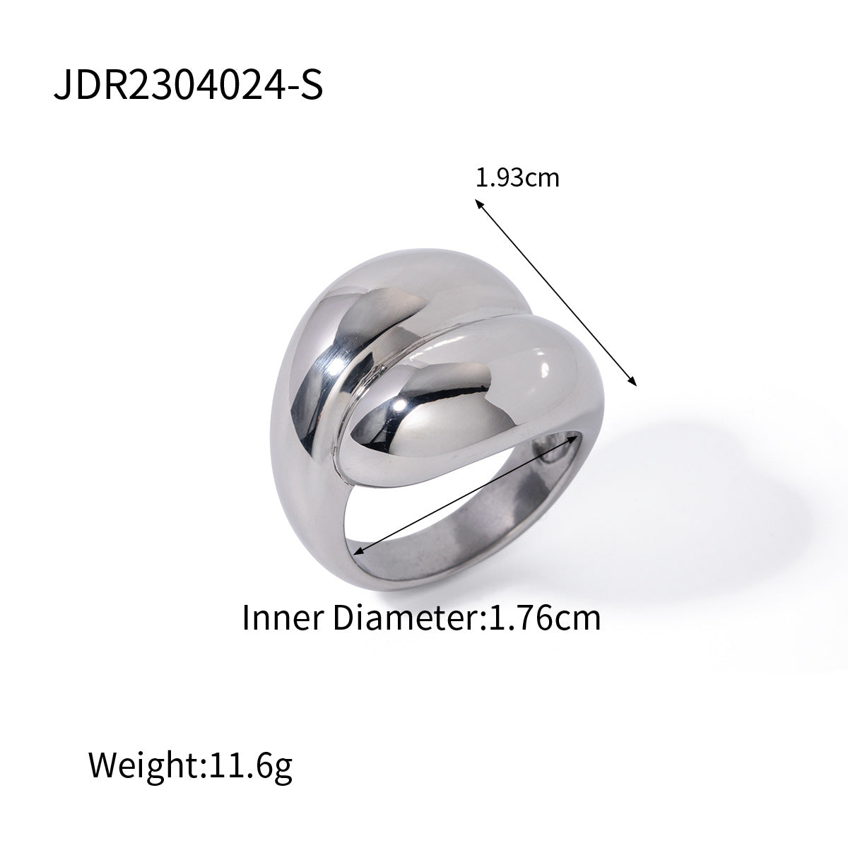 Anello da donna alla moda placcato oro 18 carati in acciaio inossidabile con cuore geometrico