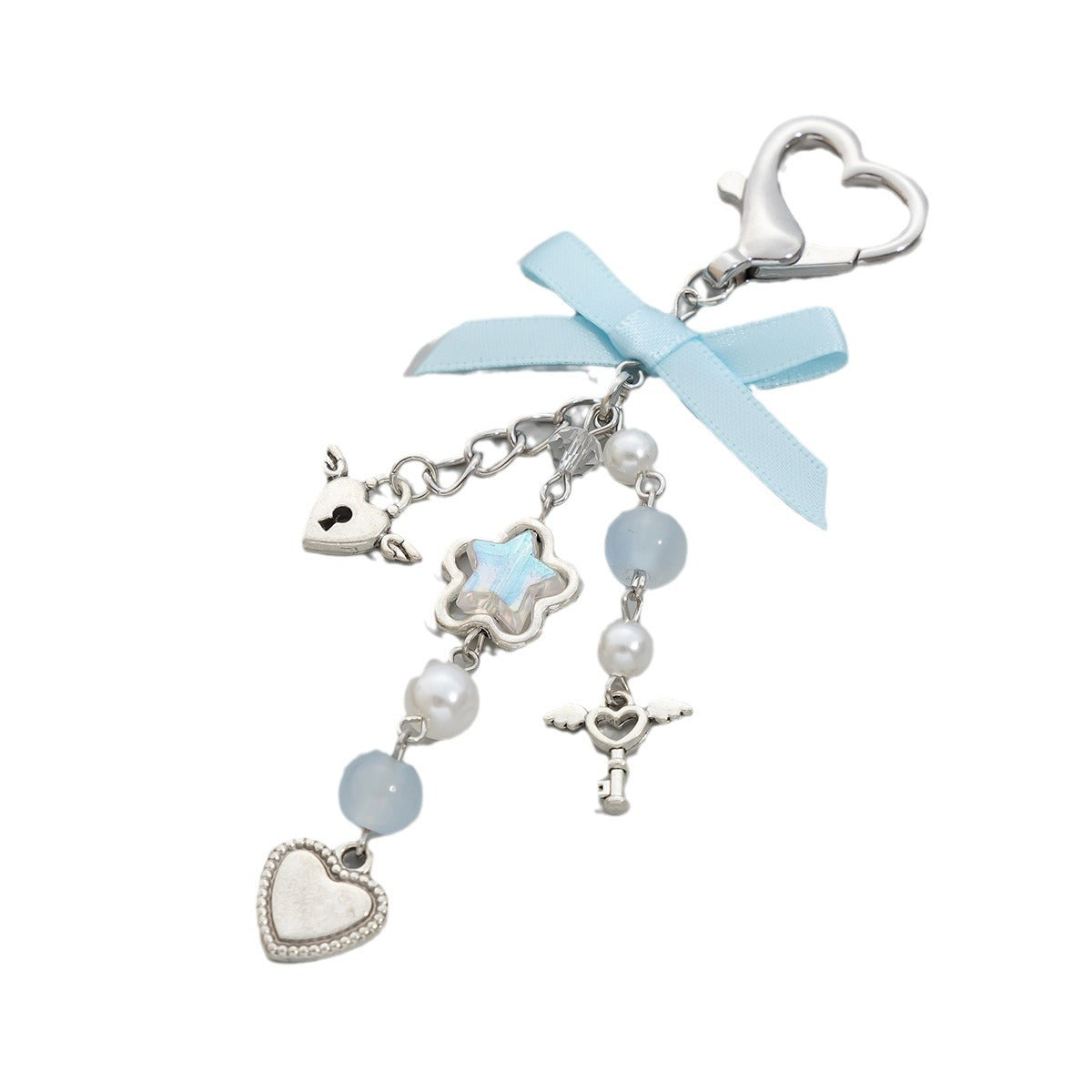 Sweet Heart Imitation Pearl Plated Alloy Keychain Charm
