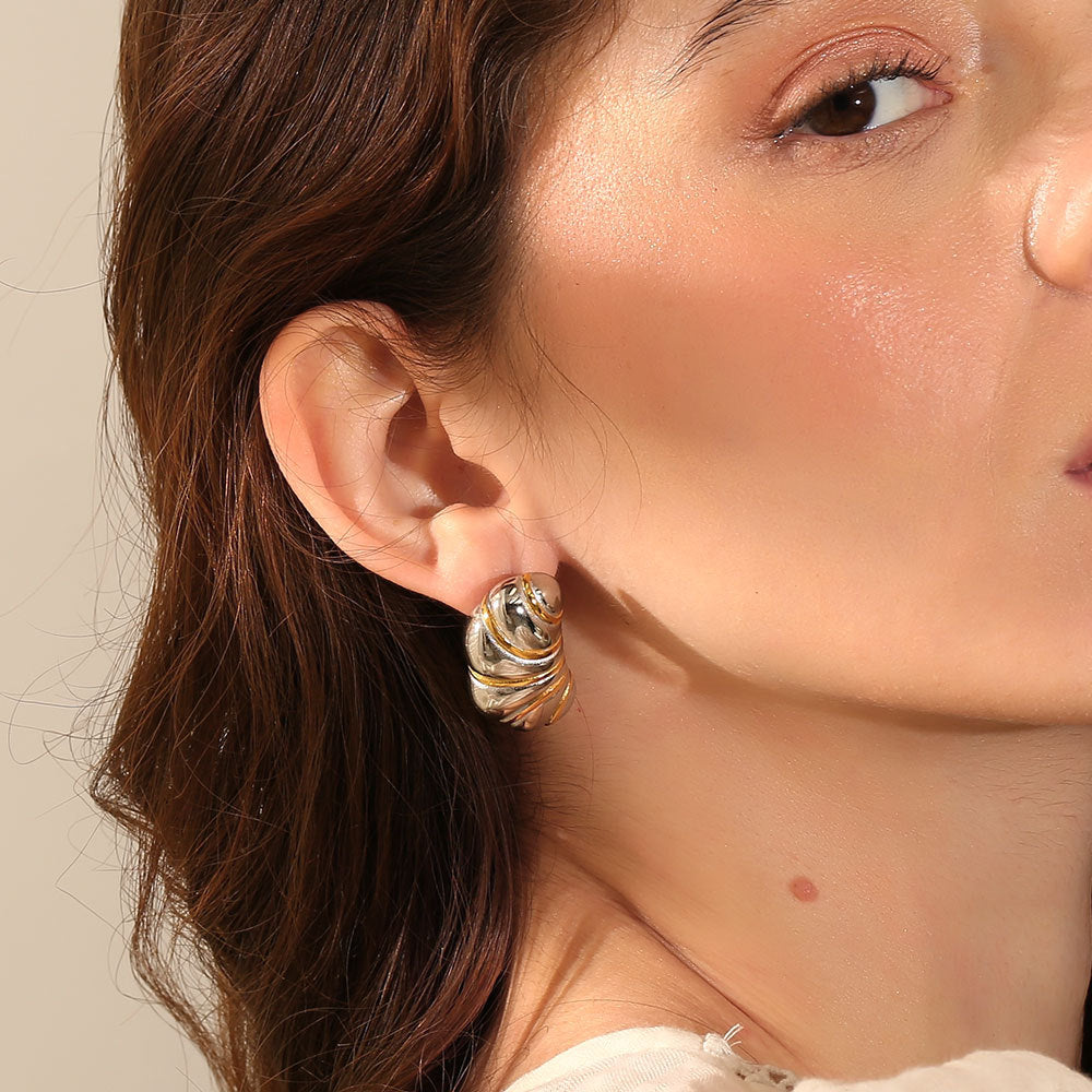 Pendientes Minimalistas Geométricos de Acero Inoxidable con Baño de Oro de 18K para Mujer