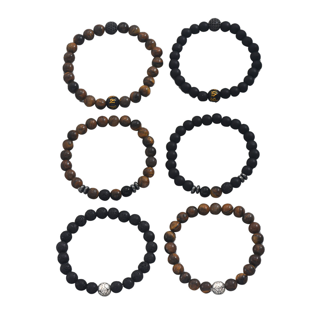 Vintage Style Geometric Beaded Bracelet for Women Made of Natural Stone with Braided Construction