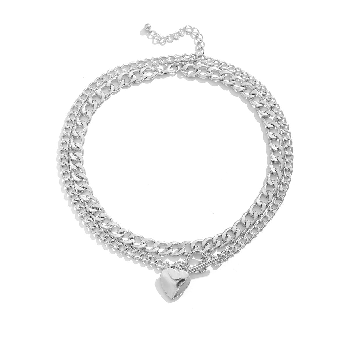 Punk Vintage Heart Alloy Plated Layered Necklace for Women
