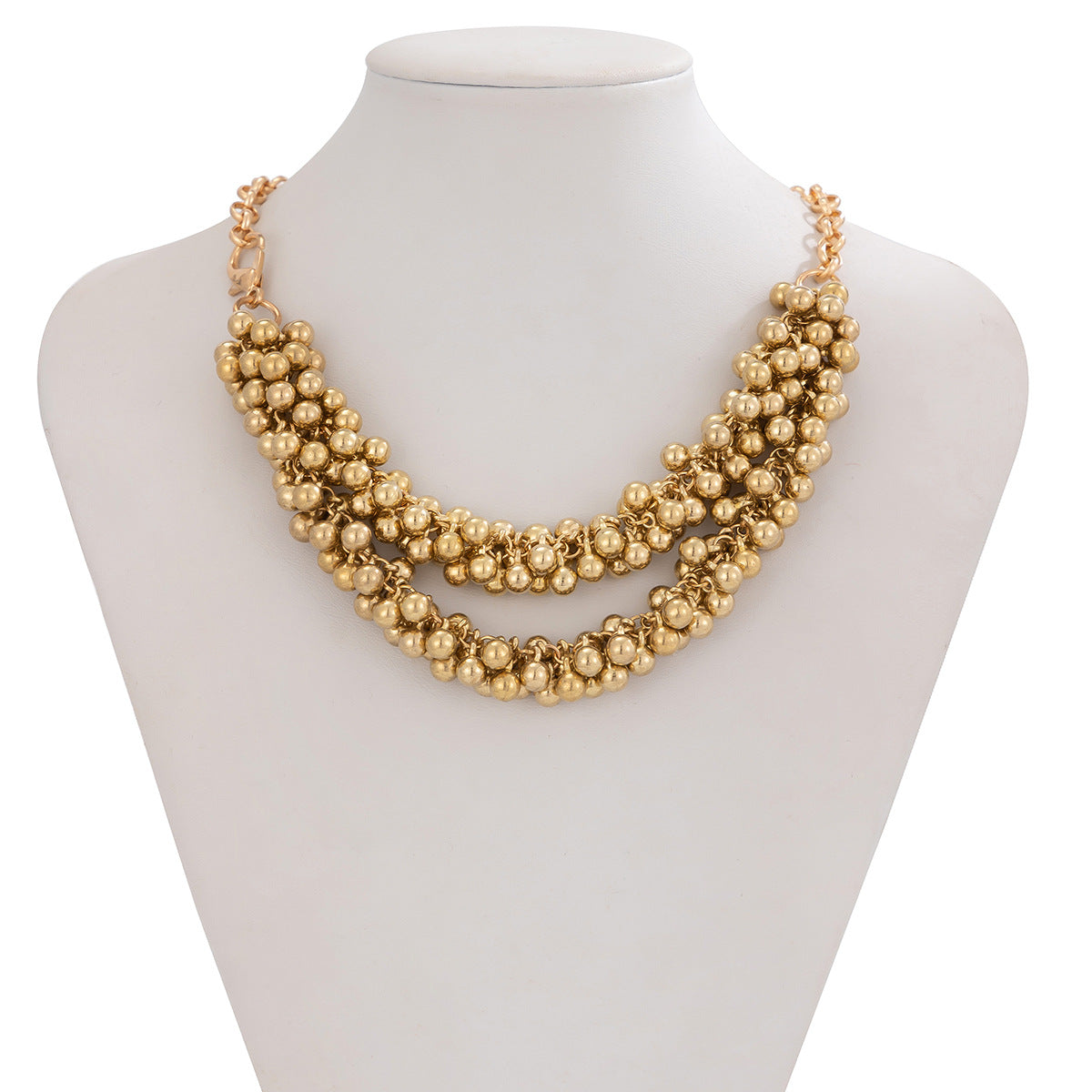 Exaggerated Geometric CCB Ball Pendant Necklace with Plated Finish for Women