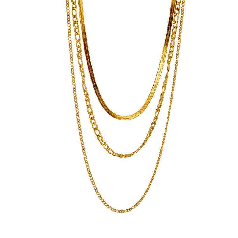 Minimalist Geometric Titanium Steel Plated Multi-Layer Necklace for Women
