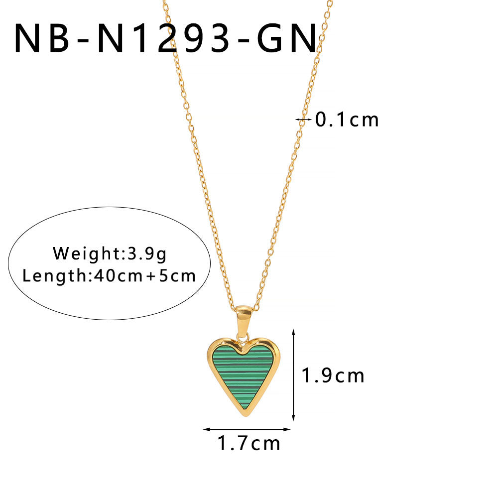 Collana con pendente geometrico in madreperla da donna con catena in acciaio inossidabile placcato oro 18 carati e dettagli floreali