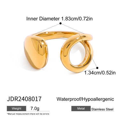 Juego de pulsera con forma de gota chapada en oro de acero inoxidable y anillo ajustable, diseño geométrico minimalista