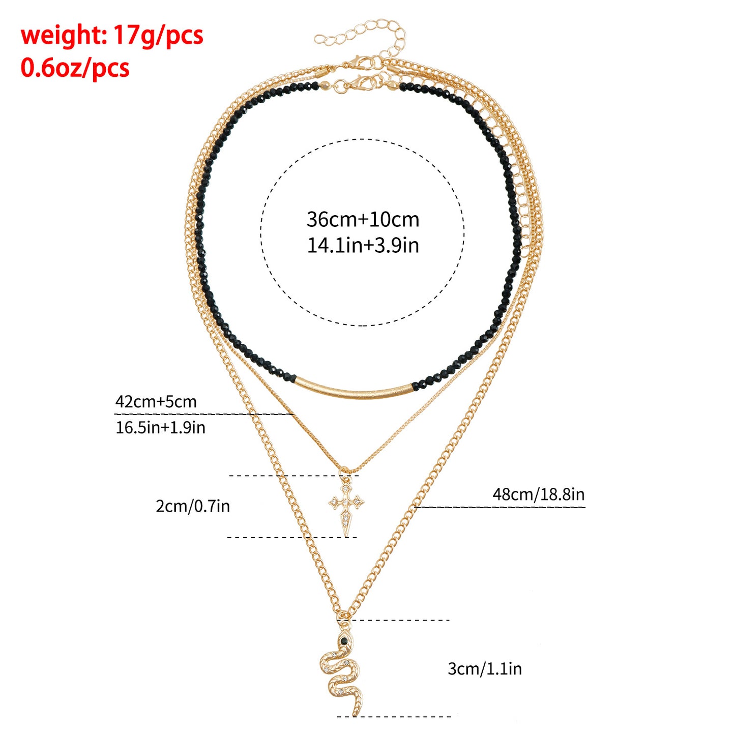 Trendy Snake-Shaped Cross Pendant Necklace for Women Alloy Plated Clavicle Chain with Geometric Design
